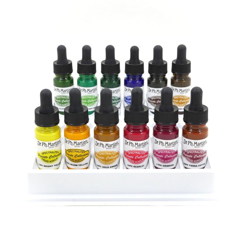 Light Gray Dr. Ph. Martin's Spectralite Private Collection Liquid Acrylic Ink  14.78ml  Set of 12 (Set 2) Inks