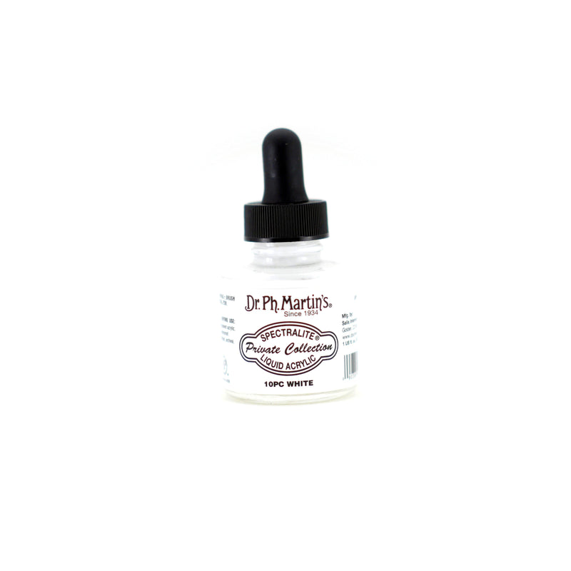 Black Dr. Ph. Martin's Spectralite Private Collection Liquid Acrylic Ink  29.5ml  White Inks
