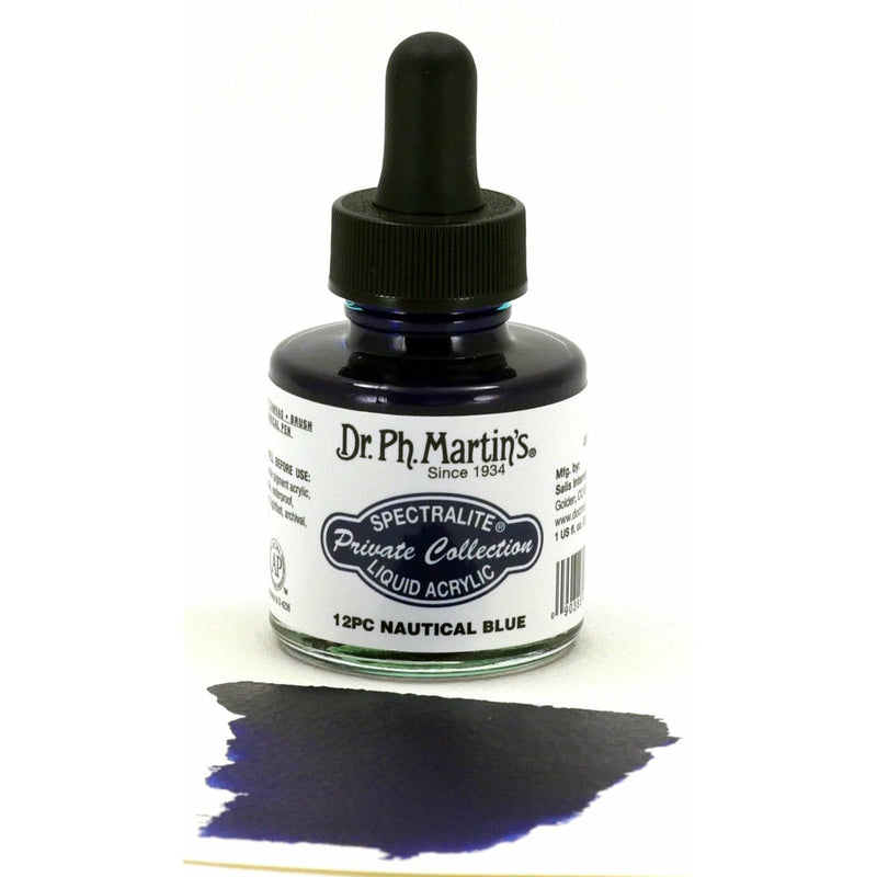 Antique White Dr. Ph. Martin's Spectralite Private Collection Liquid Acrylic Ink  29.5ml  Nautical Blue Inks