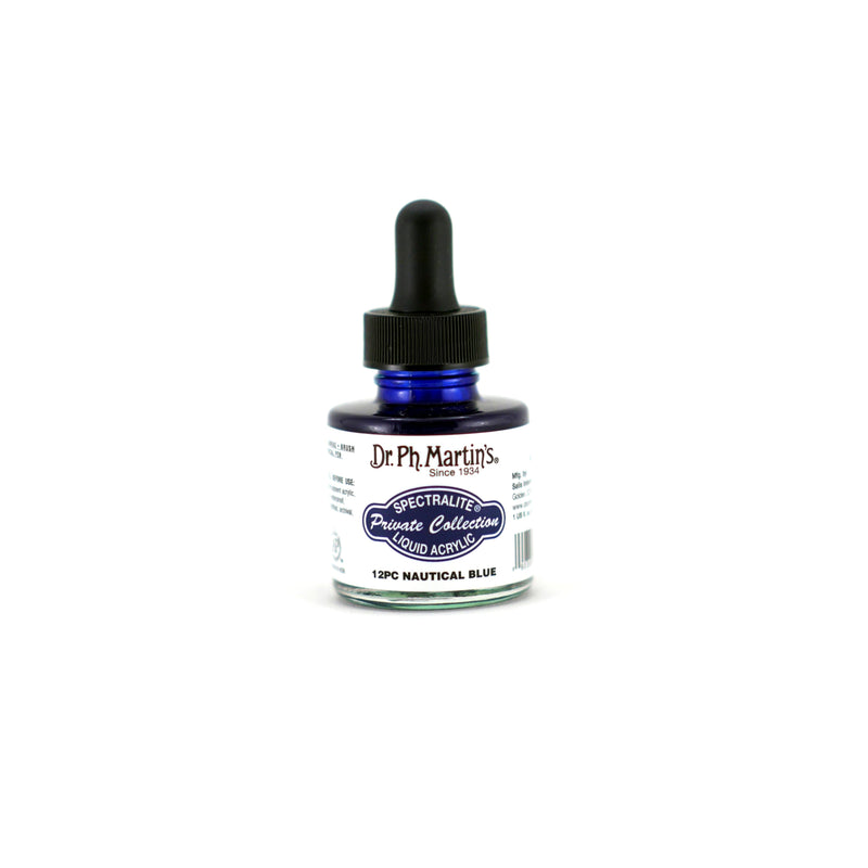Light Gray Dr. Ph. Martin's Spectralite Private Collection Liquid Acrylic Ink  29.5ml  Nautical Blue Inks