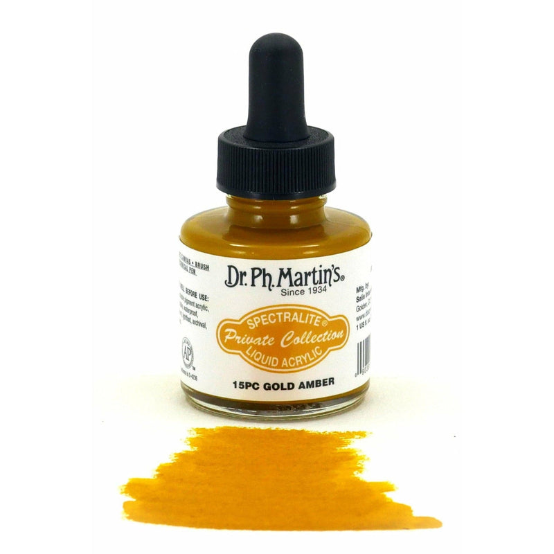 Dark Slate Gray Dr. Ph. Martin's Spectralite Private Collection Liquid Acrylic Ink  29.5ml  Gold Amber Inks