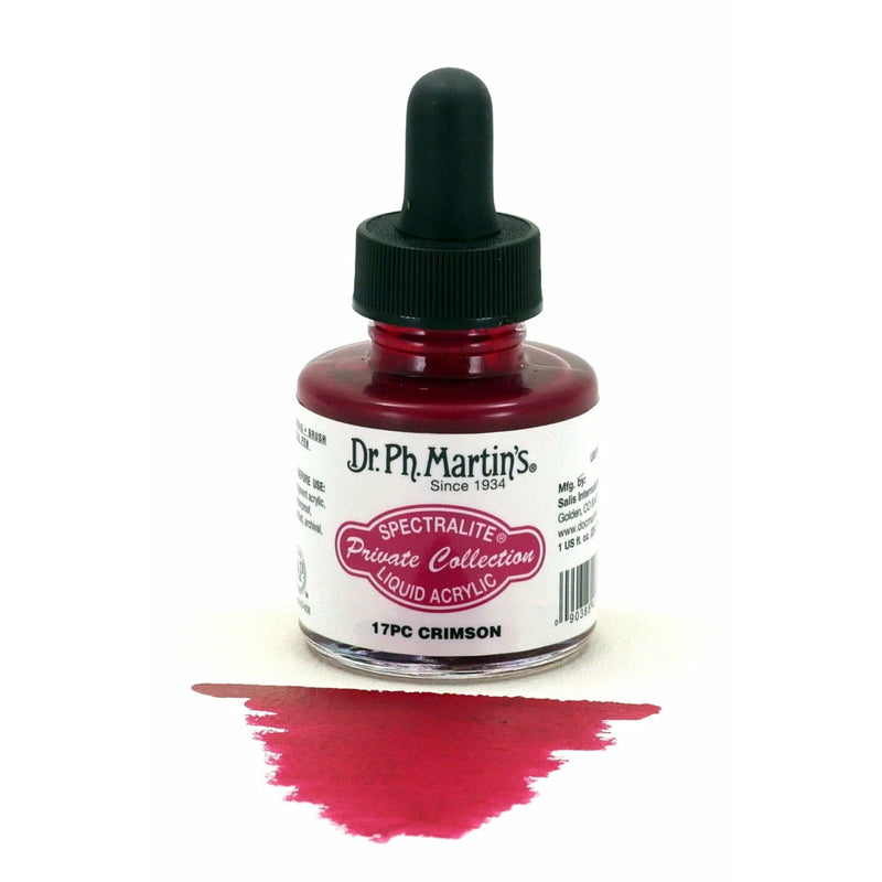 Black Dr. Ph. Martin's Spectralite Private Collection Liquid Acrylic Ink  29.5ml  Crimson Inks