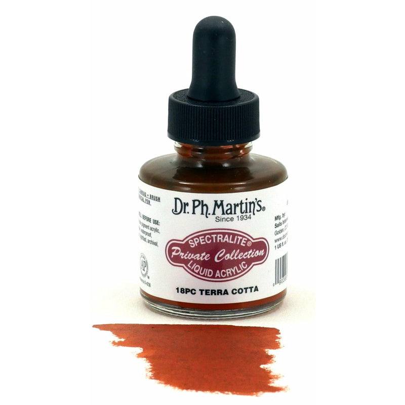 Black Dr. Ph. Martin's Spectralite Private Collection Liquid Acrylic Ink  29.5ml  Terra Cotta Inks
