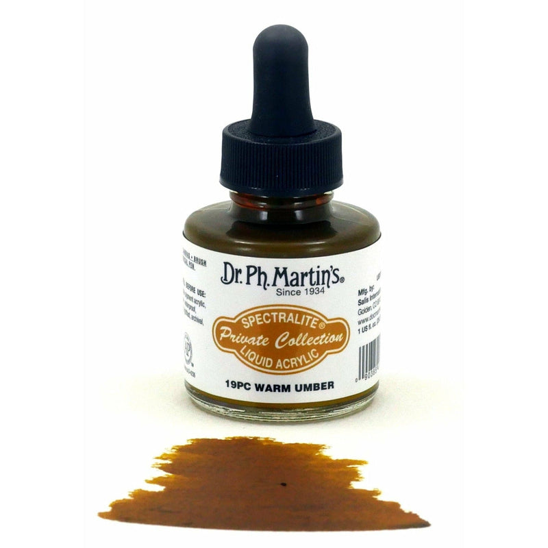 Black Dr. Ph. Martin's Spectralite Private Collection Liquid Acrylic Ink  29.5ml  Warm Umber Inks