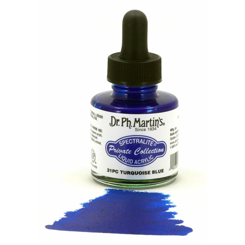 Beige Dr. Ph. Martin's Spectralite Private Collection Liquid Acrylic Ink  29.5ml  Turquoise Blue Inks