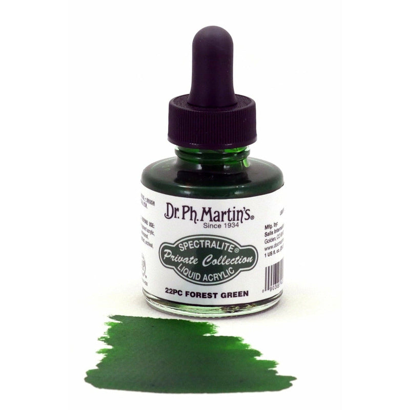 Beige Dr. Ph. Martin's Spectralite Private Collection Liquid Acrylic Ink  29.5ml  Forest Green Inks