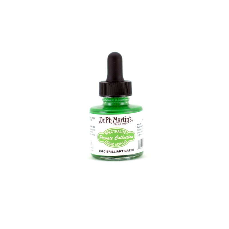 Beige Dr. Ph. Martin's Spectralite Private Collection Liquid Acrylic Ink  29.5ml  Brilliant Green Inks