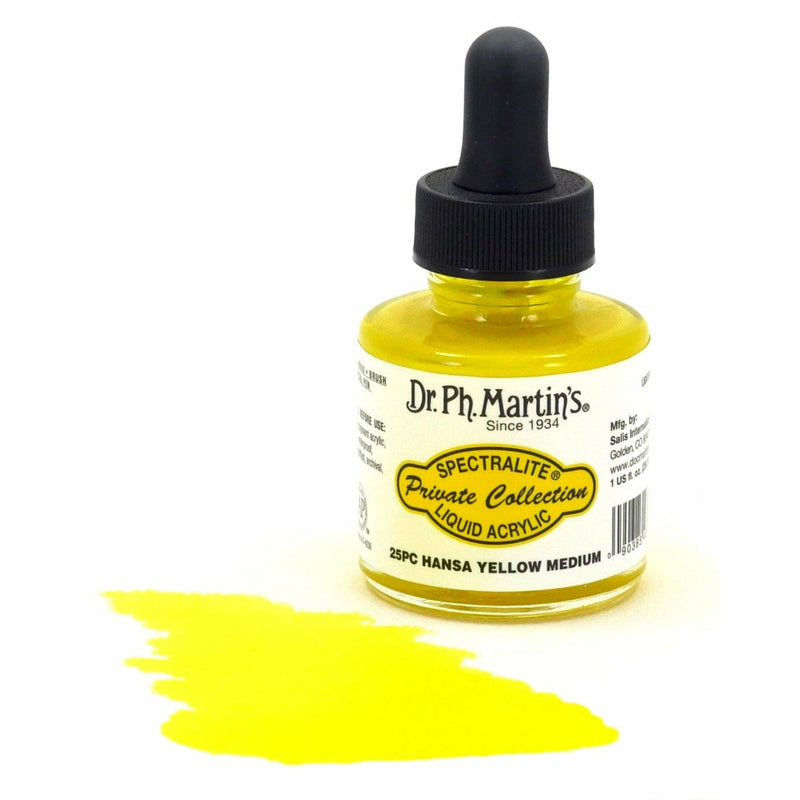 Gold Dr. Ph. Martin's Spectralite Private Collection Liquid Acrylic Ink  29.5ml  Hansa Yellow Medium Inks