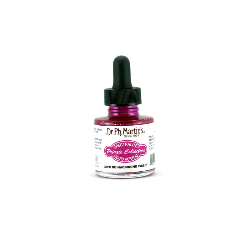 Black Dr. Ph. Martin's Spectralite Private Collection Liquid Acrylic Ink  29.5ml  Quinacridone Violet Inks