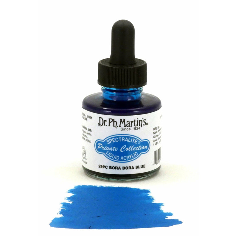 Steel Blue Dr. Ph. Martin's Spectralite Private Collection Liquid Acrylic Ink  29.5ml  Bora Bora Blue Inks
