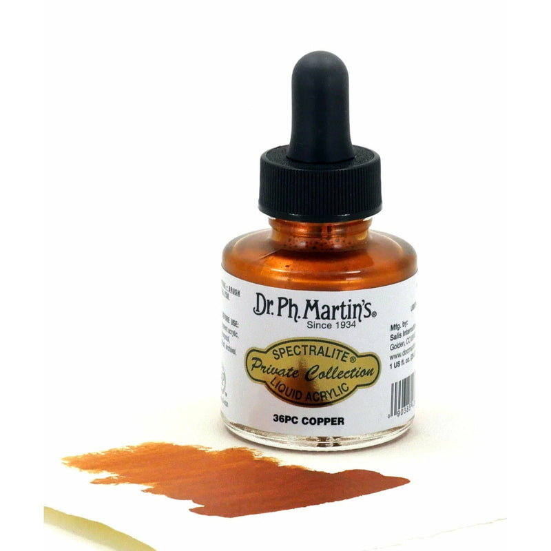 Black Dr. Ph. Martin's Spectralite Private Collection Liquid Acrylic Ink  29.5ml  Copper Inks