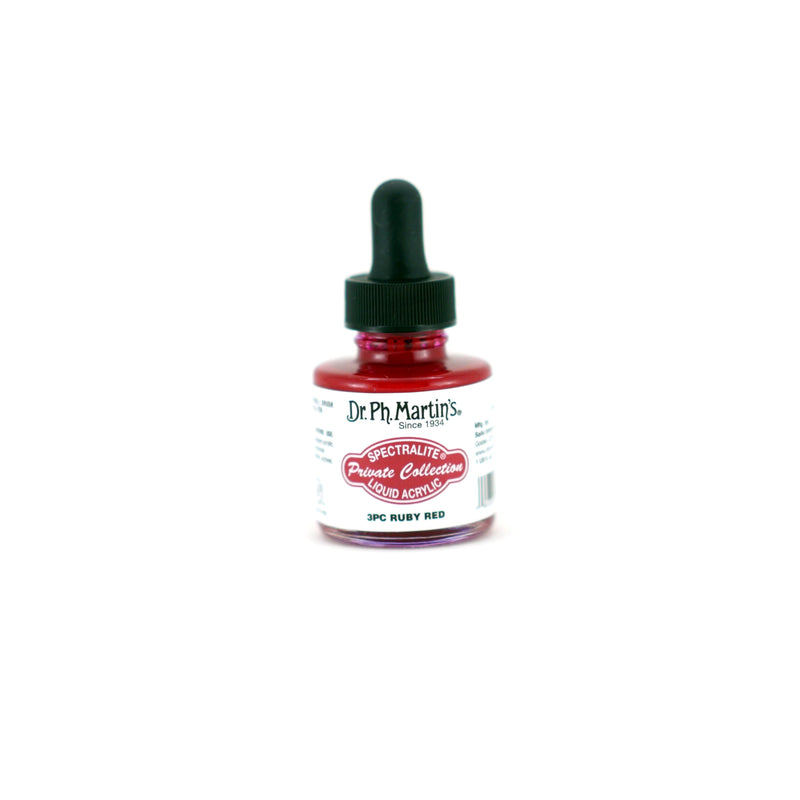 Black Dr. Ph. Martin's Spectralite Private Collection Liquid Acrylic Ink  29.5ml  Ruby Red Inks