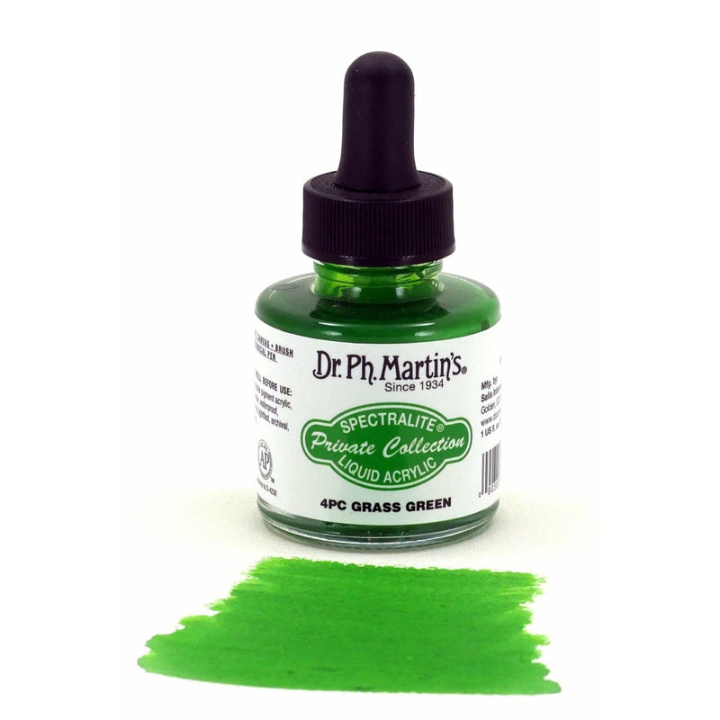 Beige Dr. Ph. Martin's Spectralite Private Collection Liquid Acrylic Ink  29.5ml  Grass Green Inks