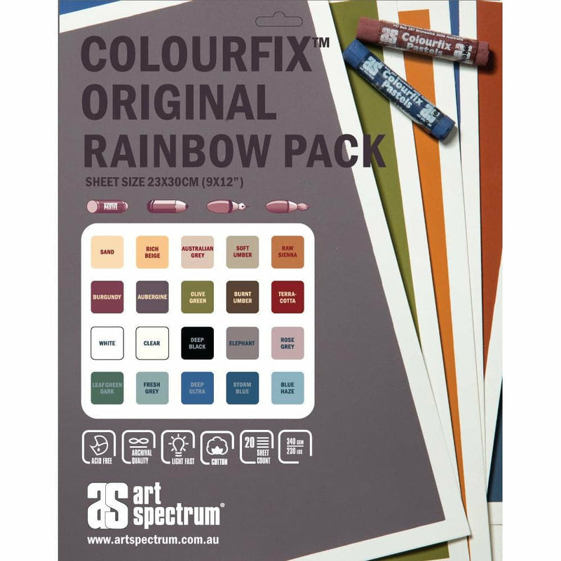 Dim Gray Art Spectrum Colourfix Original 23X30cm 340GSM Rainbow (20 Sheets) Pads