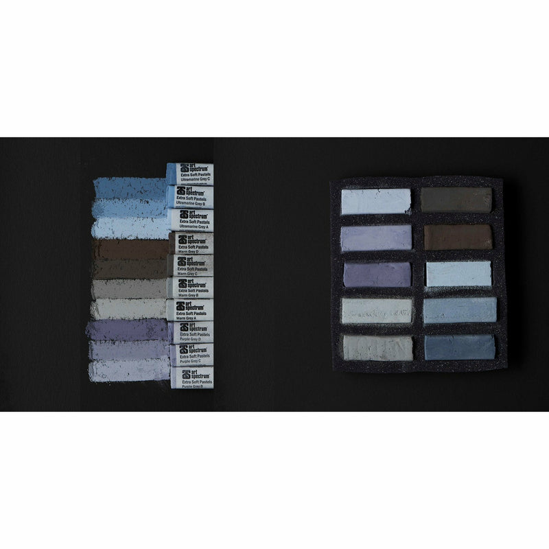 Black Art Spectrum Extra Soft Square Pastel Set Of 10 - Warm Greys Pastels & Charcoal