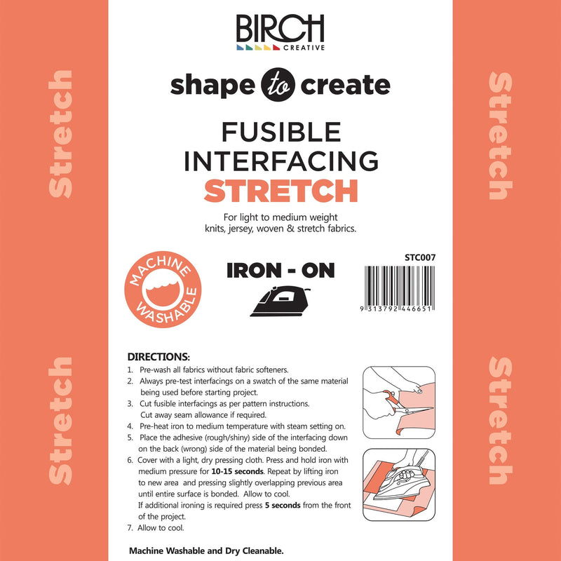 Salmon Shape To Create Fusible Interfacing  Stretch Iron-On Soft 90cm X 45mt- White -Price is per Roll. Sold by the Roll. Batting Interfacing Stabilisers and Wadding