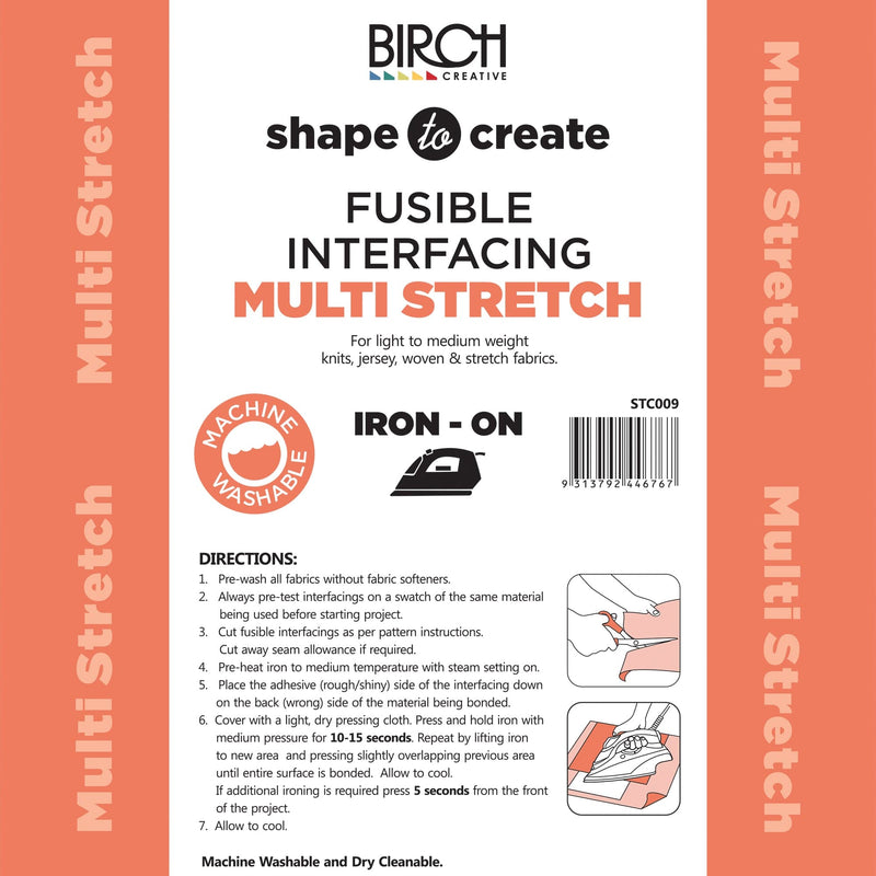 Salmon Shape To Create Fusible Interfacing  Multi Stretch Iron-On Soft 90cm X 40mt- Black -Price is per Roll. Sold by the Roll. Batting Interfacing Stabilisers and Wadding