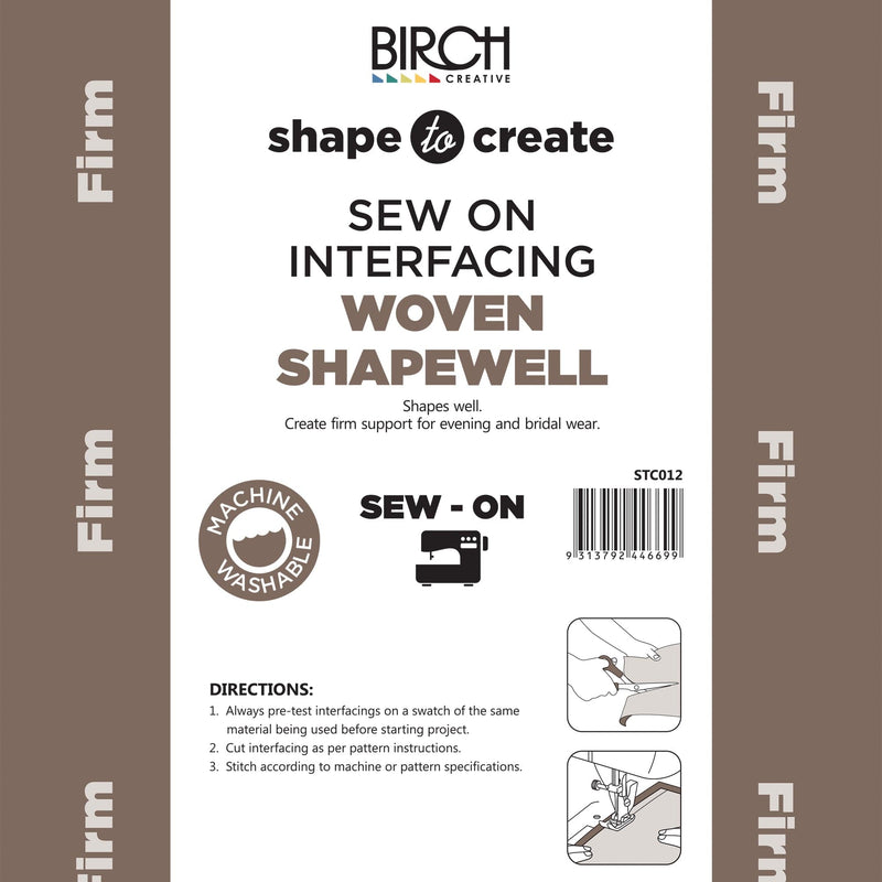 Dim Gray Shape To Create Sew On  Interfacing Woven Shapewell. Firm 90cm X 50mt- White -Price is per Roll. Sold by the Roll. Batting Interfacing Stabilisers and Wadding