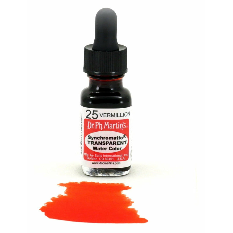 Orange Red Dr. Ph. Martin's Synchromatic Transparent Watercolour Paint   14.78ml  Vermillion Watercolour Paints