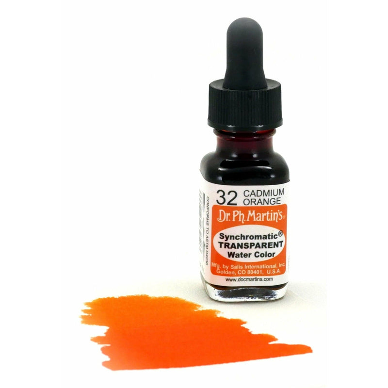 Chocolate Dr. Ph. Martin's Synchromatic Transparent Watercolour Paint   14.78ml  Cadmium Orange Watercolour Paints