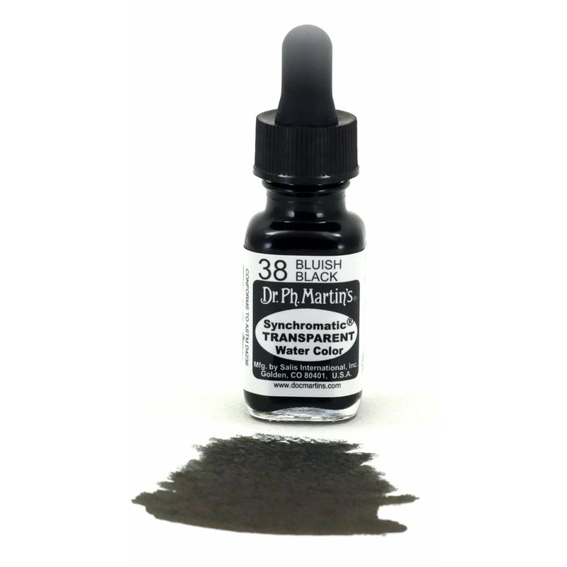 Light Gray Dr. Ph. Martin's Synchromatic Transparent Watercolour Paint   14.78ml  Bluish Black Watercolour Paints