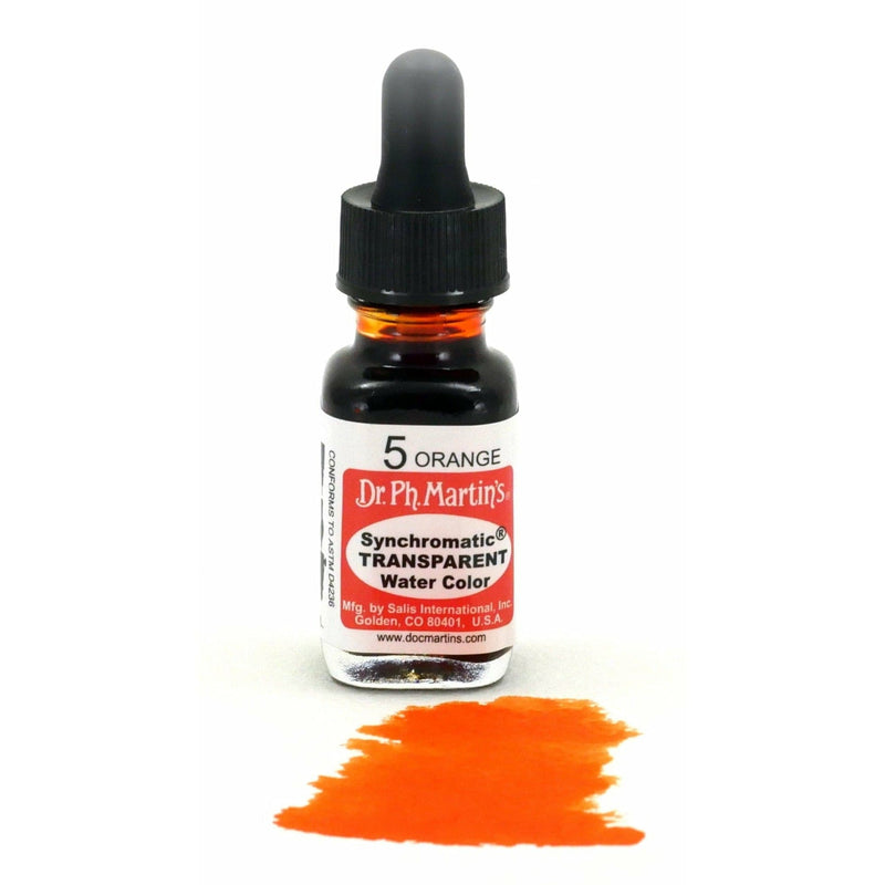 Light Gray Dr. Ph. Martin's Synchromatic Transparent Watercolour Paint   14.78ml  Orange Watercolour Paints