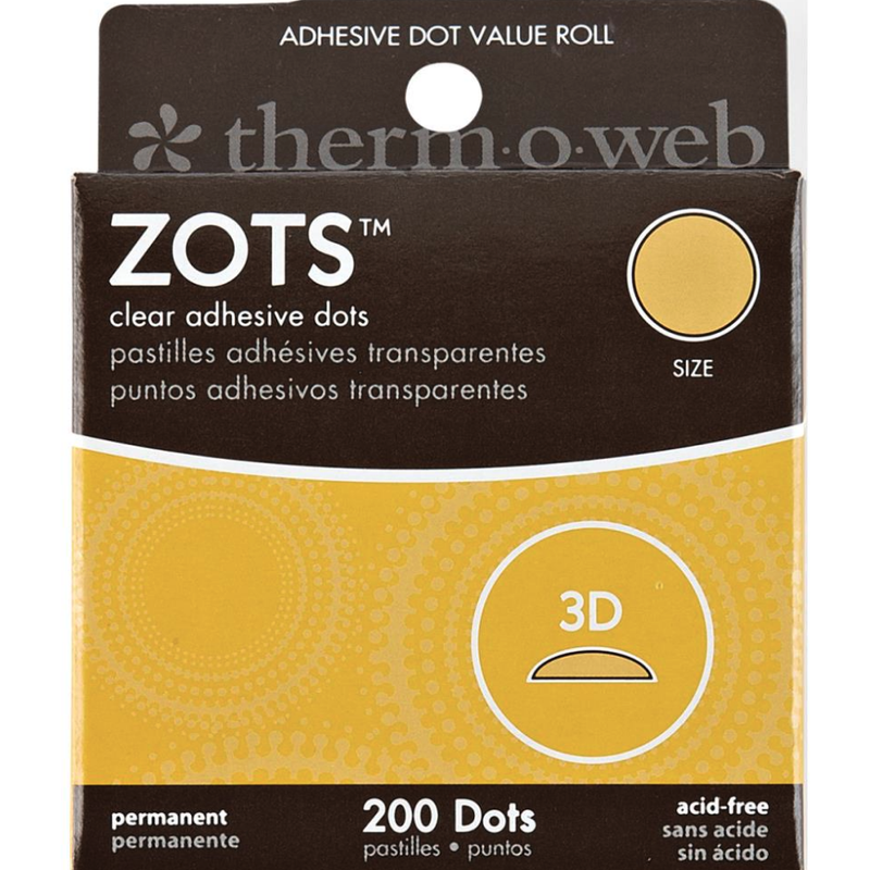 Goldenrod Thermoweb Zots Clear Adhesive Dots-3D 1.2cmX3mm Thick 200/Pkg Paper Craft Adhesives