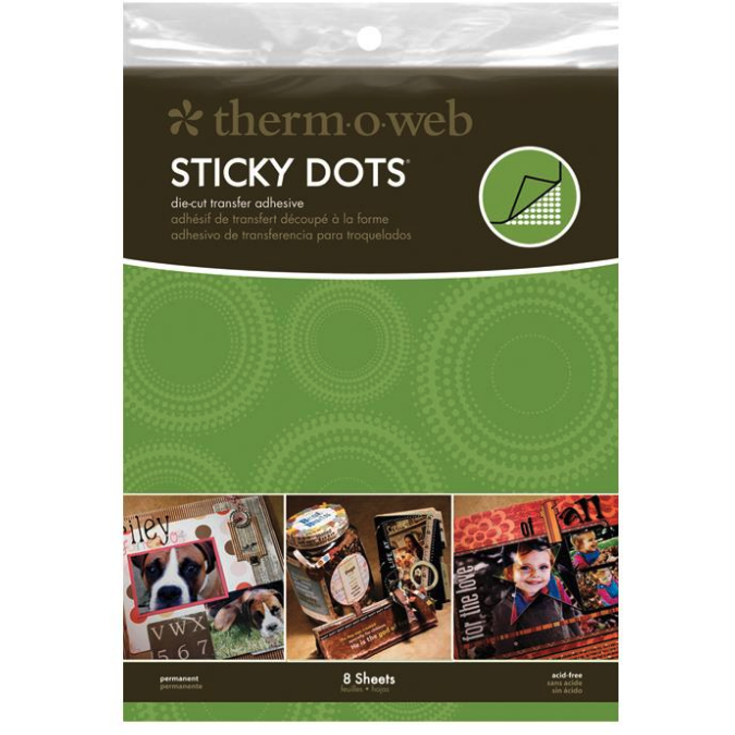 Olive Drab Thermoweb Sticky Dot Die-Cut Adhesive Sheets-21x27.5cm 8/Pkg Paper Craft Adhesives