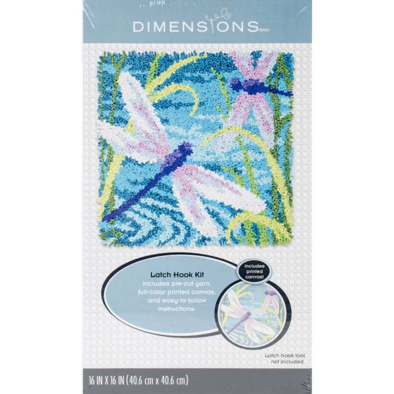 Sky Blue Dimensions Latch Hook Kit 40x40cm 
Dragonflies Needlework Kits