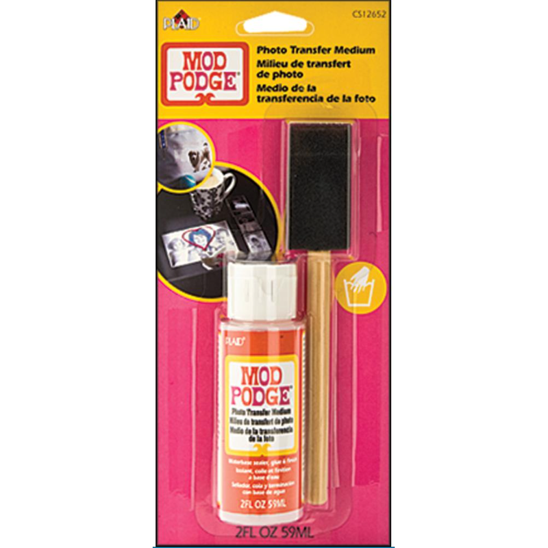 Black Mod Podge Photo Transfer Medium  59ml W/Foam Brush Craft Paint Finishes Varnishes and Sealers