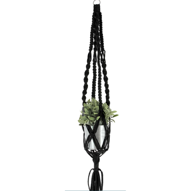 Dim Gray Hoooked Macrame Hanging Basket Kit W/Zpagetti Yarn - Black Macrame Kits