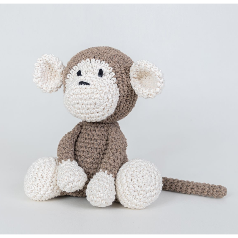 Dim Gray Hoooked Amigurumi Kit - Monkey Mace 16X14cm Colour :Taupe Crochet Kits