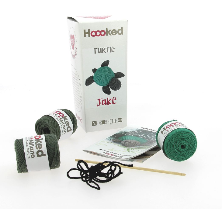 Gray Hoooked Amigurumi Kit - Turtle Jake 20x22cm Crochet Kits