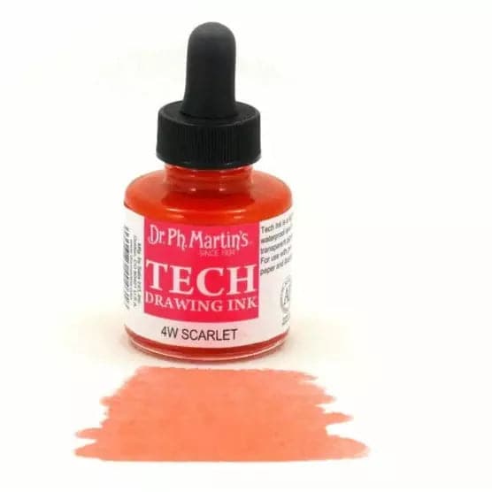 Snow Dr. Ph. Martin's TECH Drawing Ink  29.5ml  Scarlet Inks
