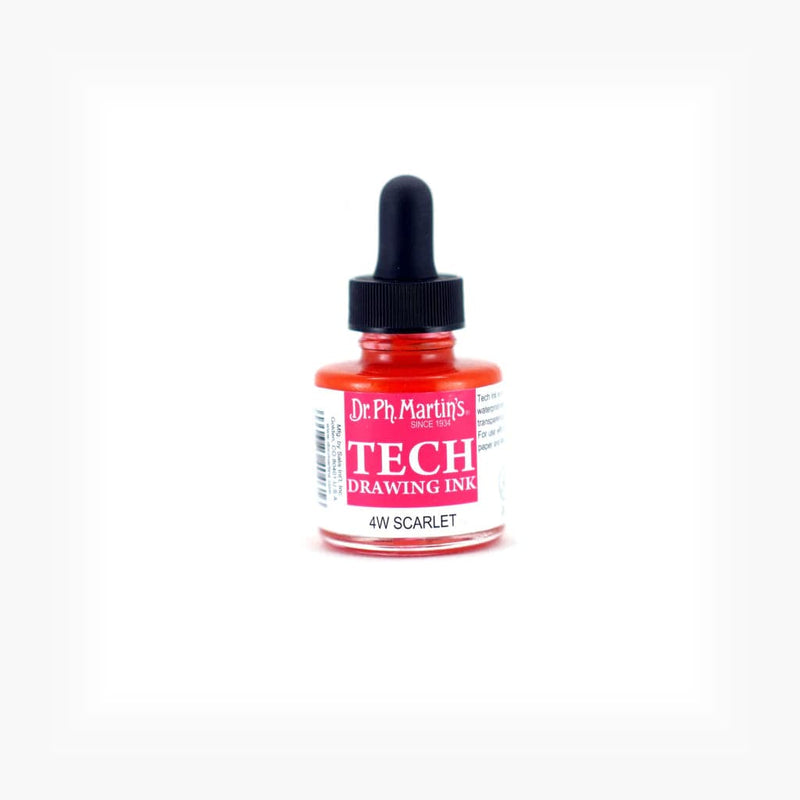 Snow Dr. Ph. Martin's TECH Drawing Ink  29.5ml  Scarlet Inks