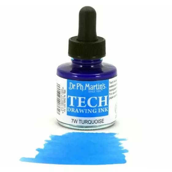 Snow Dr. Ph. Martin's TECH Drawing Ink  29.5ml  Turquoise Inks