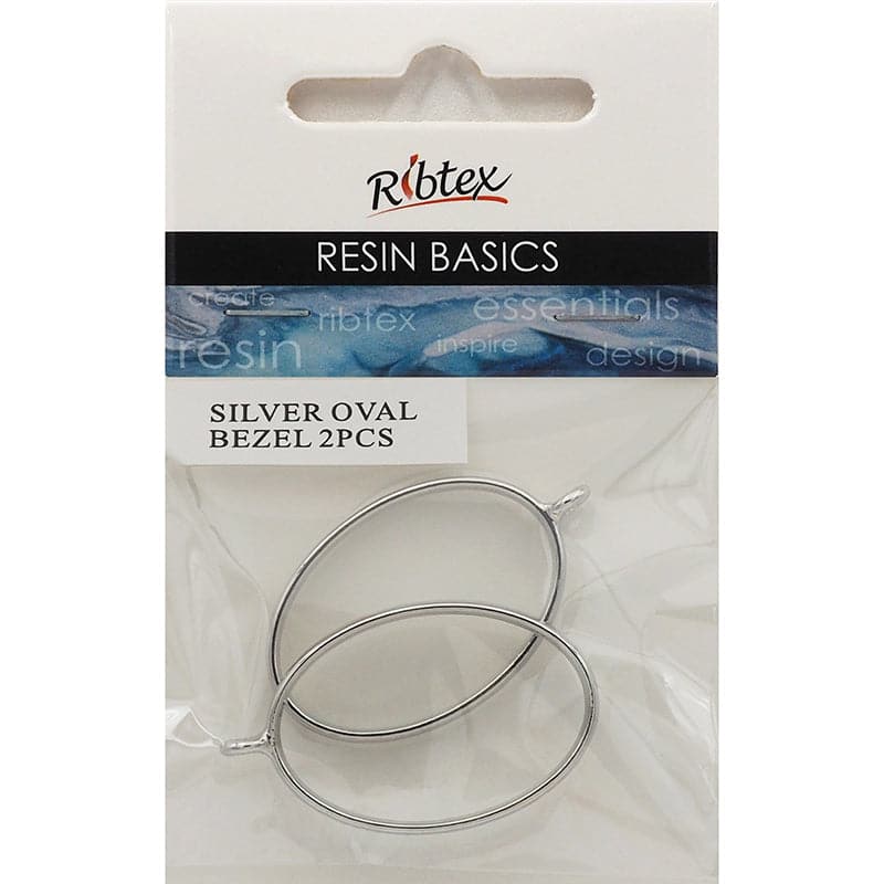 Gray Ribtex UV Resin Bezel Frame-Silver, Oval Resin Jewelry Making