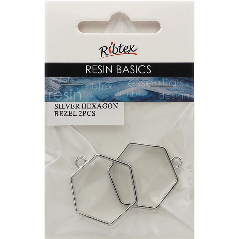 Gray Ribtex UV Resin Bezel Frame Hexagon Silver Resin Jewelry Making