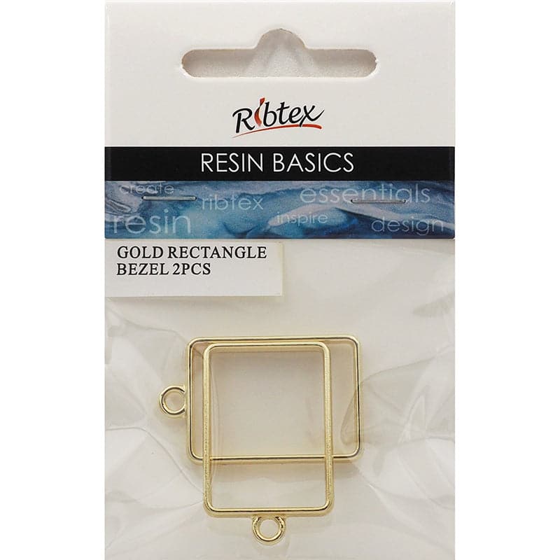 Light Gray Ribtex UV Resin Bezel Frame Rectangle Gold Resin Jewelry Making