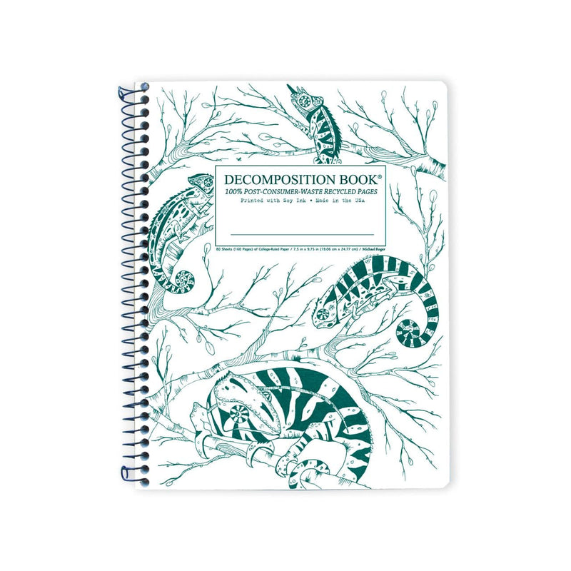 Dark Slate Gray Decomposition Book Spiral Notebook Ruled   Large   Chameleons Pads