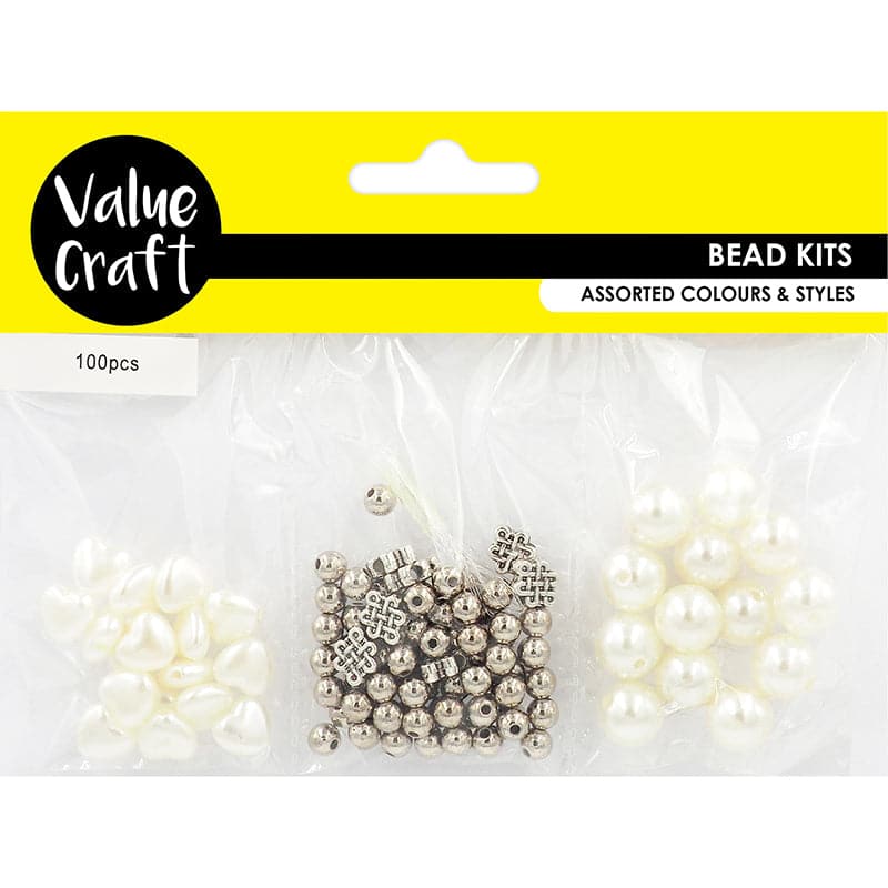 Beige Value Craft  Bead Triple Pearl Mix 1M Thrd 100 Pieces Beads