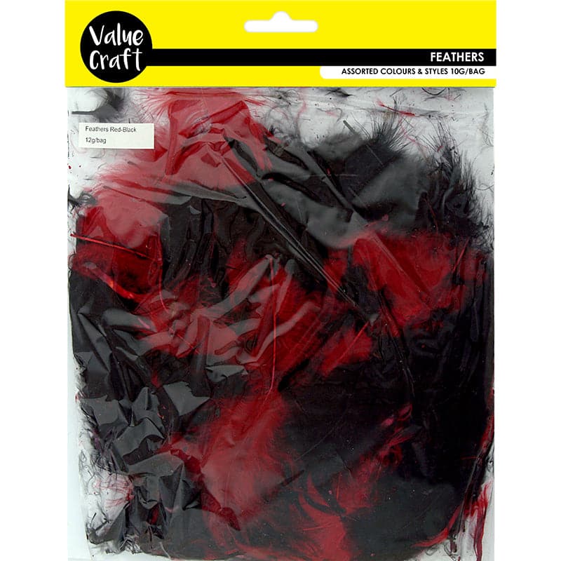 Black Value Craft-Craft Feathers Red And Black 10g Feathers