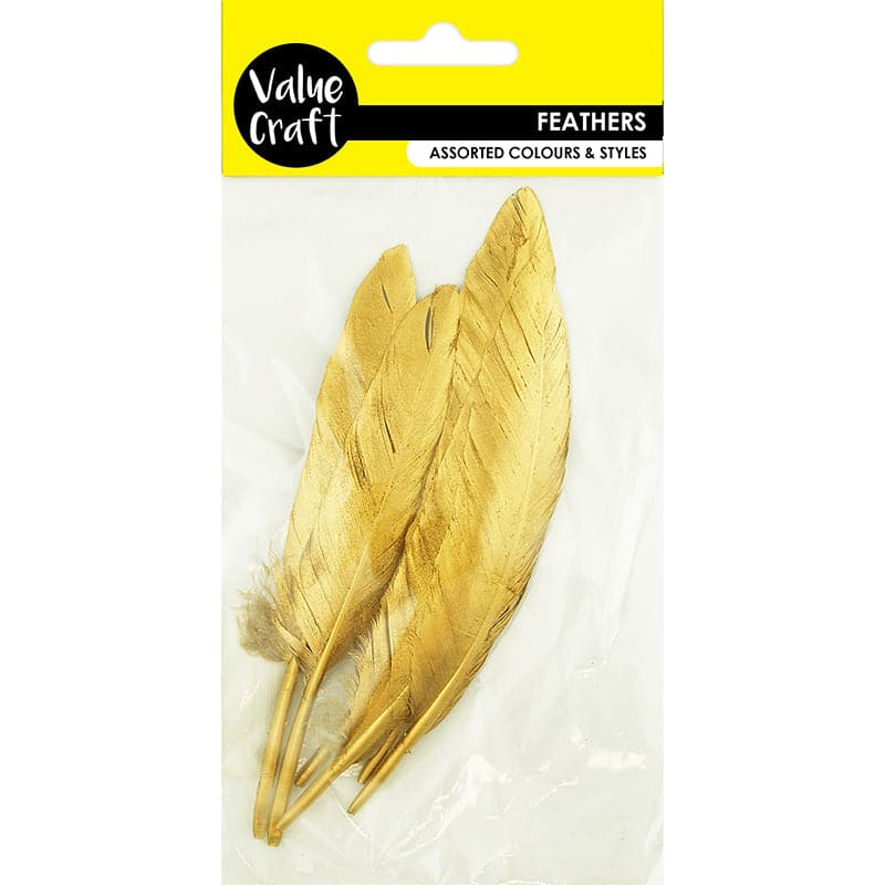 Beige Value Craft Goose Feather-Metallic Gold (6 Pieces) Feathers