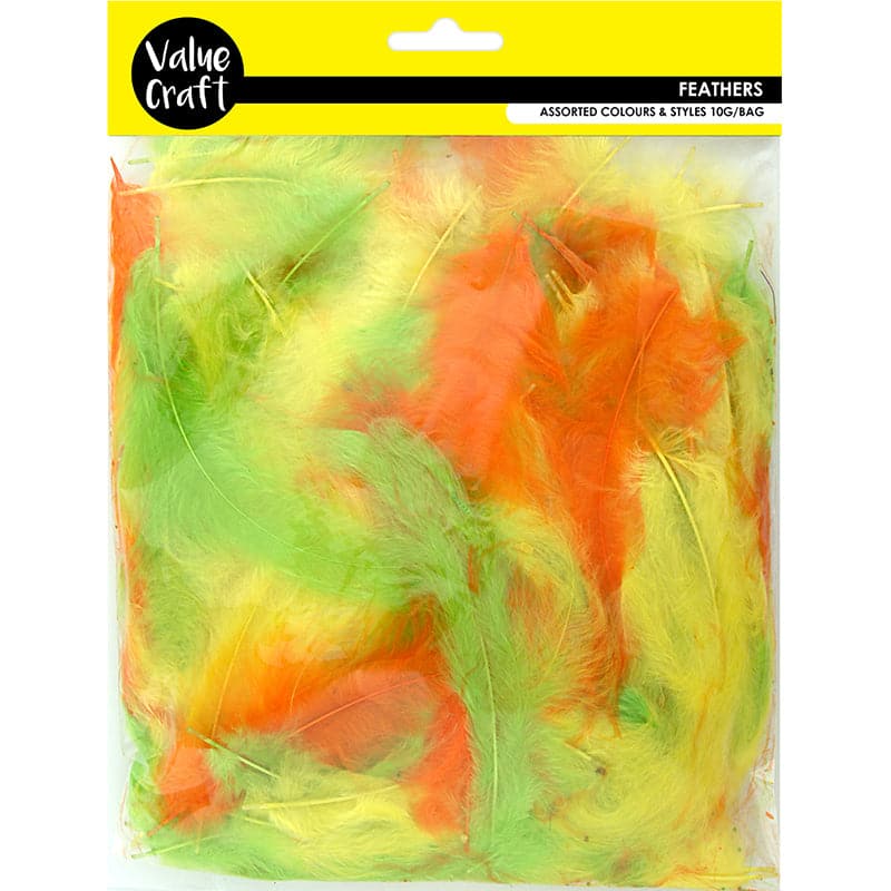 Goldenrod Value Craft Craft Feathers-Yellow, Lime, Orange 10g Feathers