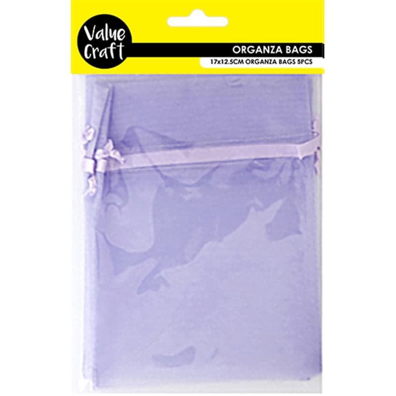 Light Steel Blue Value Craft  Organza Small 17cm X 12.5cm Lav 5 Pieces Treat Bags Boxes and Fillers