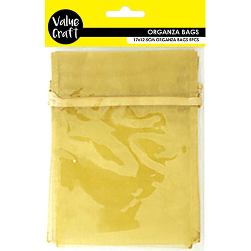 Dark Khaki Value Craft Organza Bags Small-Mustard 17cm X 12.5cm (5 Pieces) Treat Bags Boxes and Fillers