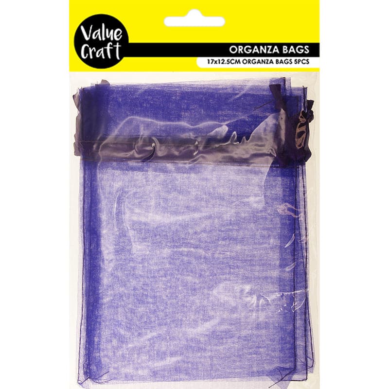 Gray Value Craft Organza Bags-Purple, Small 17x12.5cm (5 Pieces) Treat Bags Boxes and Fillers