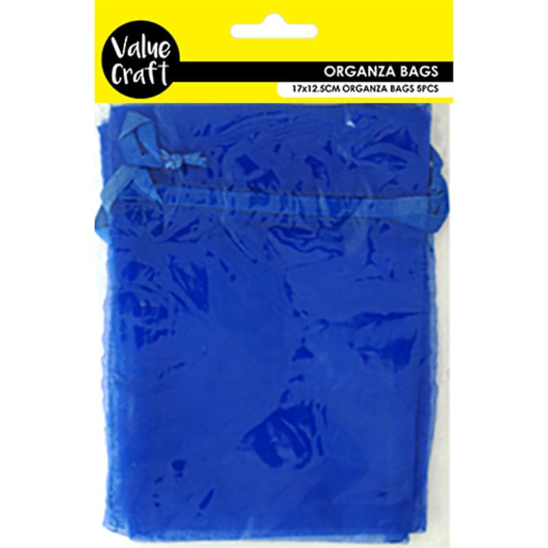 Dark Slate Blue Value Craft  Organza Small 17cm X 12.5cm Royal 5 Pieces Treat Bags Boxes and Fillers