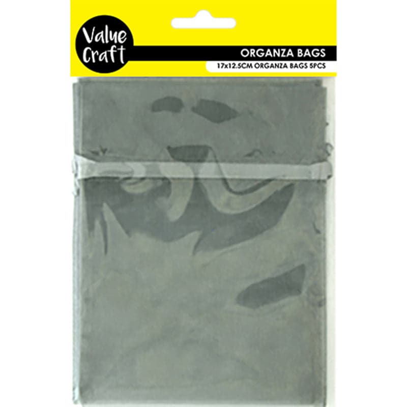 Slate Gray Value Craft Organza Bags Small-Silver 17cm X 12.5cm (5 Pieces) Treat Bags Boxes and Fillers
