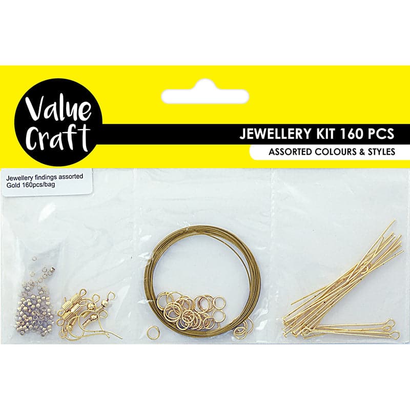Light Gray Value Craft   Triple Pack Asst Gld Component 160 Piece Jewelry and Beading Tools
